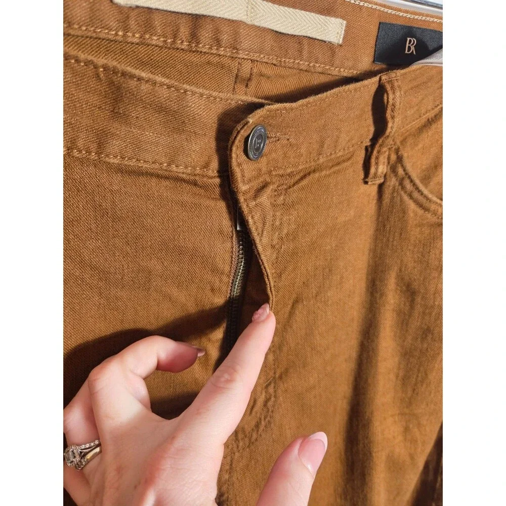 Banana Republic Mens Slim Linen-Cotton Traveler Pants Size 35x32 Toasted Hickory